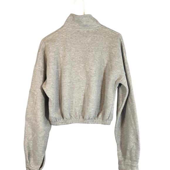 PrettyLittleThing Gray Mock Neck Long Sleeve 1/2 Zip Sweatshirt Women Sz M - Picture 2 of 10